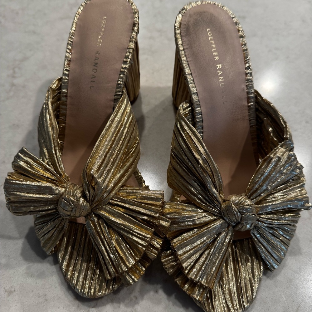 Loeffler Randall Metallic Gold Heeled Sandals